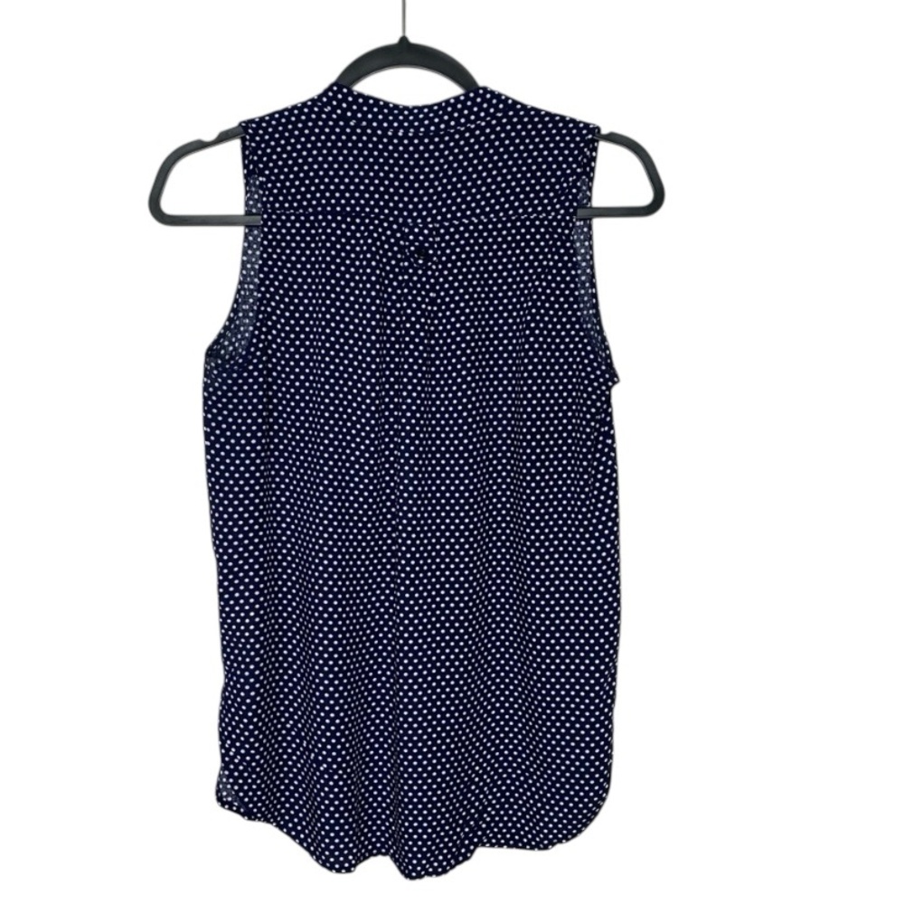 Fun2Fun Navy Polka Dot Blouse Small Sleeveless Rayon Retro Classic Top - Picture 2 of 8